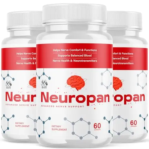 Three bottles of Neuropan Advanced Nerve Support capsules